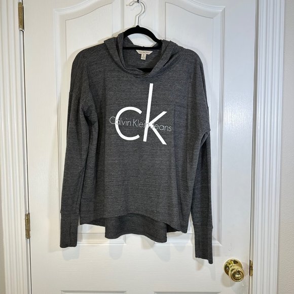 CK Calvin Klein Jeans Marled Gray Relax Fit Hoodie - Medium - Picture 2 of 9
